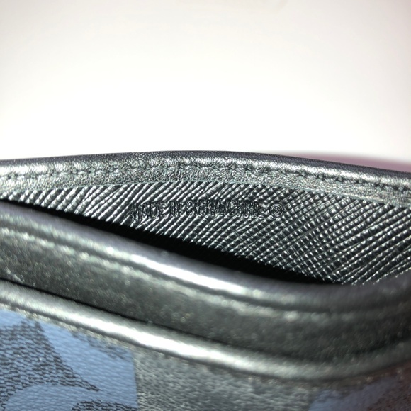 π2xHPπ COACH Slim Flat Leather Card Case / Wallet in Denim Blue & Black EUC - Picture 3 of 15